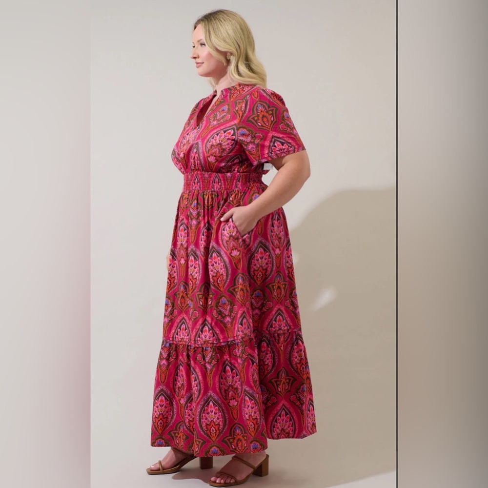 New Azura Paisley Beltran Poplin Maxi Dress Curve 2X 🌺🌸🌹 - Picture 3 of 7